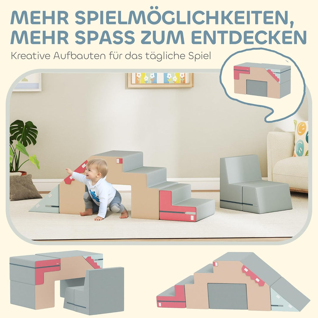 AIYAPLAY Kinder Schaumstoff Bausteine 2er Set Softbausteine Riesenbausteine Grossbausteine mit Samto