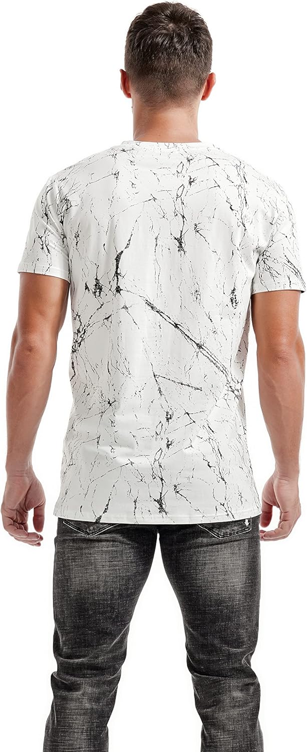 RONOMO Herren Mode Krawatte Dye T-Shirt Casual Print T-Shirt Graffiti T-Shirt L Sh Weiss, L Sh Weiss