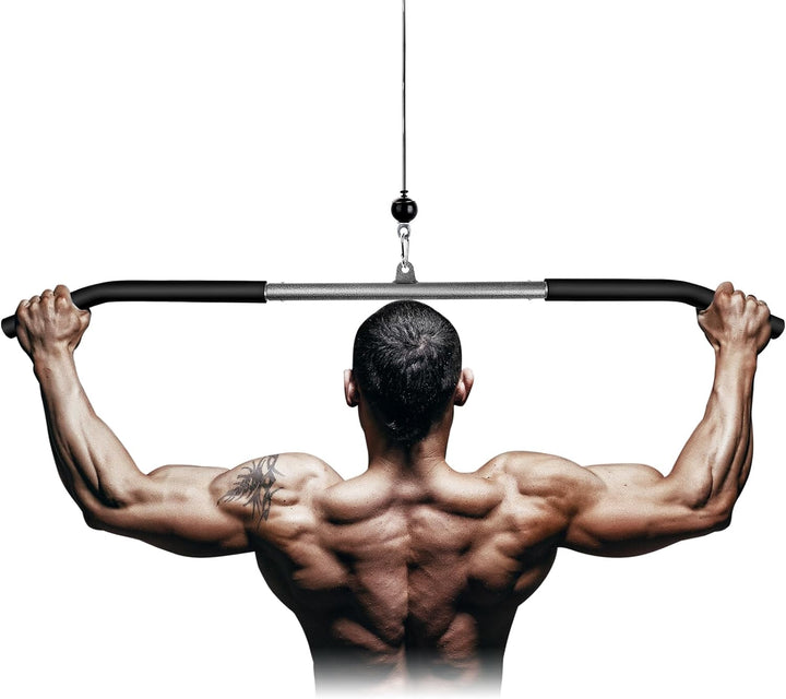 Lyndwin Latzugstange Bizeps Trizeps Stange, Schwarz Stahl Latzug Griff Muskelzugstange, Fitness Grif