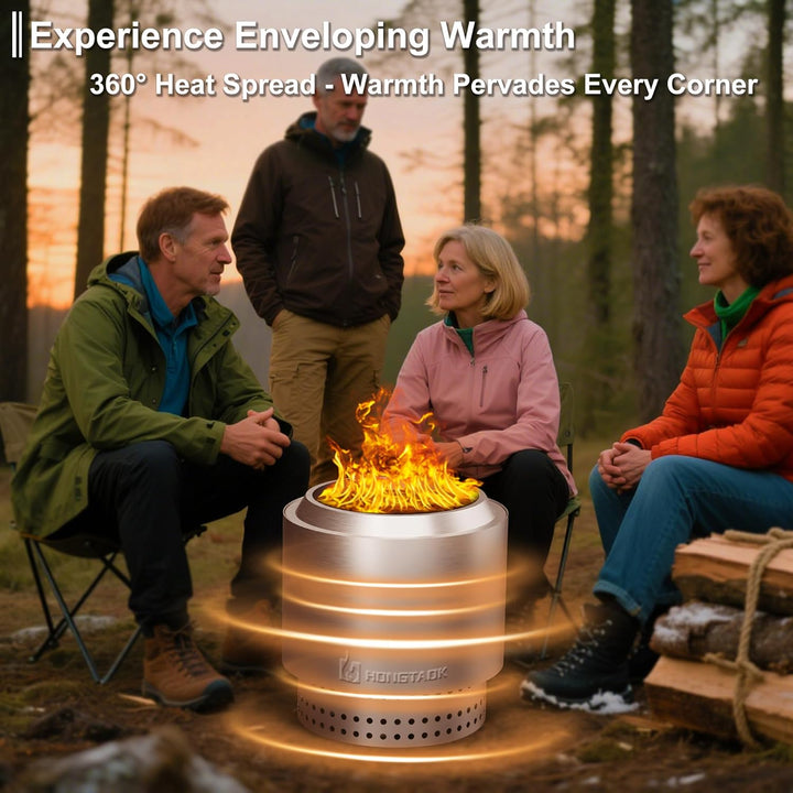 38 cm Rauchfreie Feuerschale Edelstahl, Feuerschalen für den Garten, Feuerstelle Outdoor Camping Fir