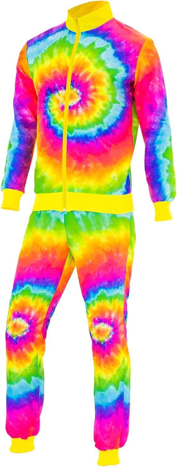 W WIDMANN MILANO Party Fashion - Kostüm Trainingsanzug, Regenbogen Muster, 80er Jahre Outfit, Joggin