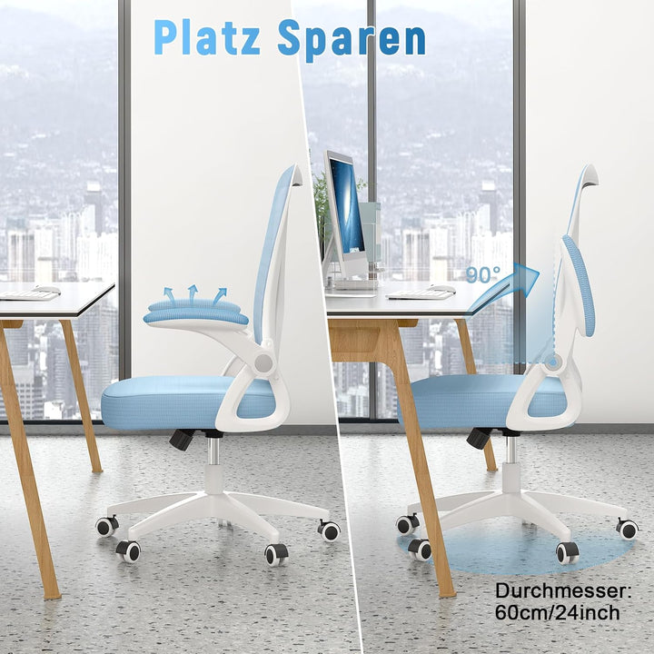 naspaluro Bürostuhl, Ergonomischer Schreibtischstuhl mit Netzbespannung, Klappbaren Armlehnen, Höhen