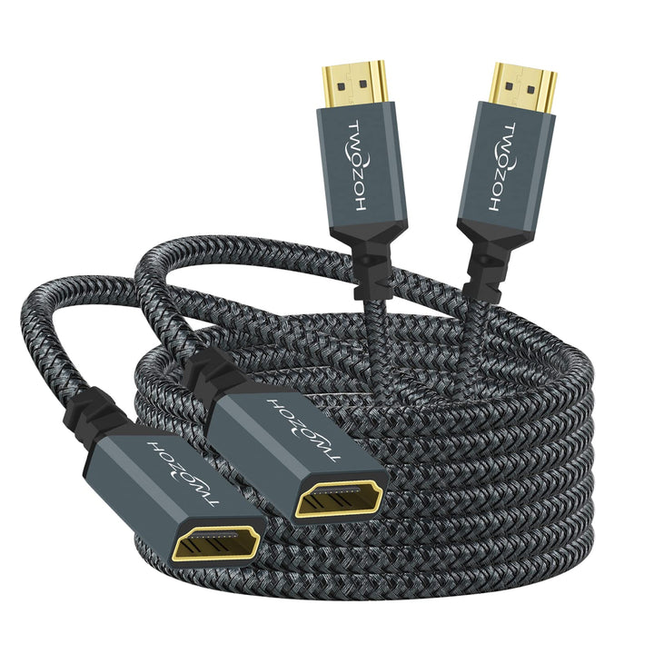 Twozoh HDMI Verlängerungskabel 5M 2 Stück, 4K HDMI Extension, Stecker auf Buchse geflochtenes Nylon
