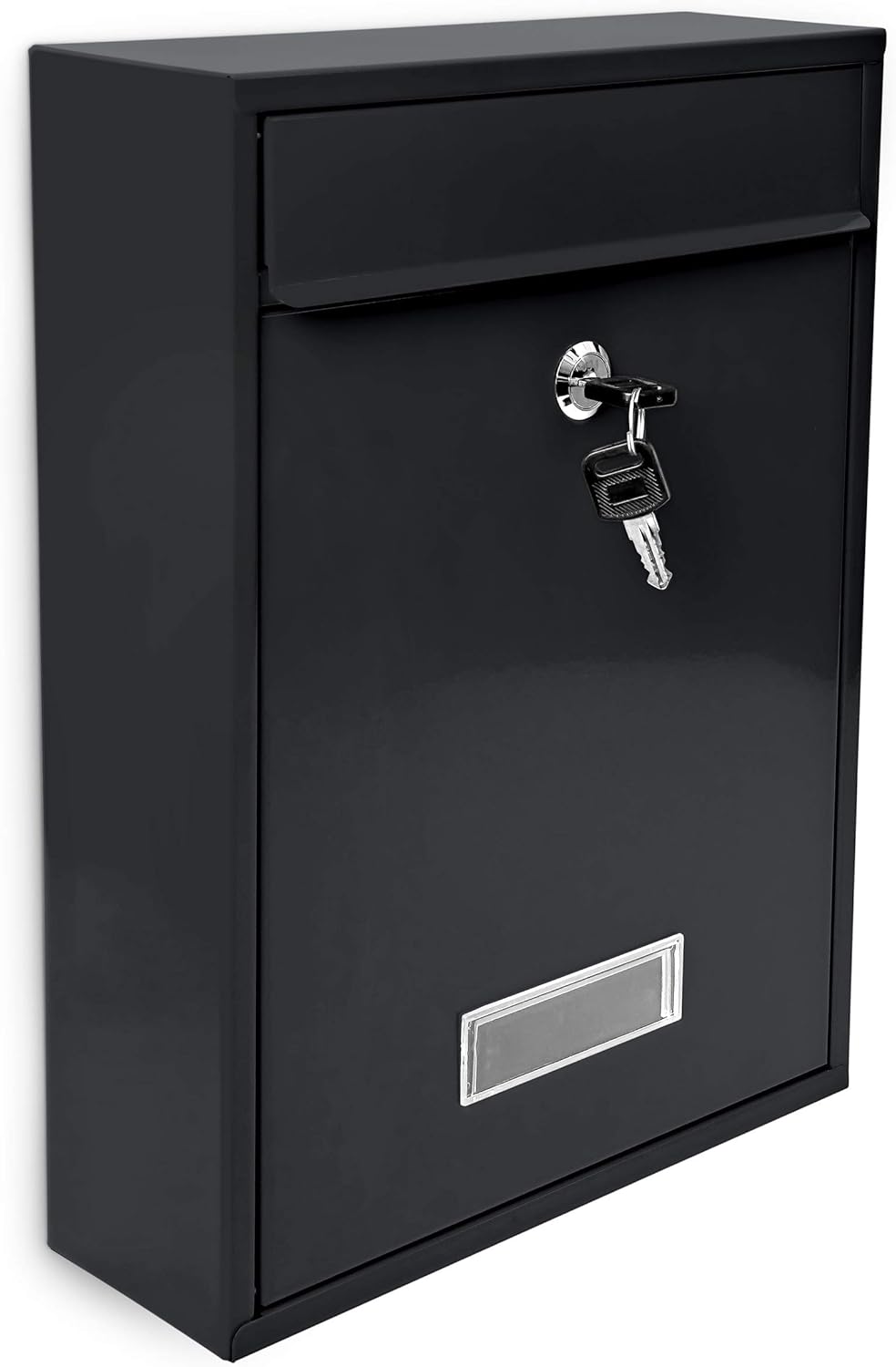 Design Briefkasten Metall Schwarz 26,5 x 35 x 8,5 cm, Schwarz