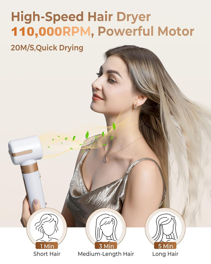 UKLISS Haarstyler 7 in 1, Warmluftbürste 1400W Haartrockner mit Diffusor 110000 U/Min, Rundbürstenfö