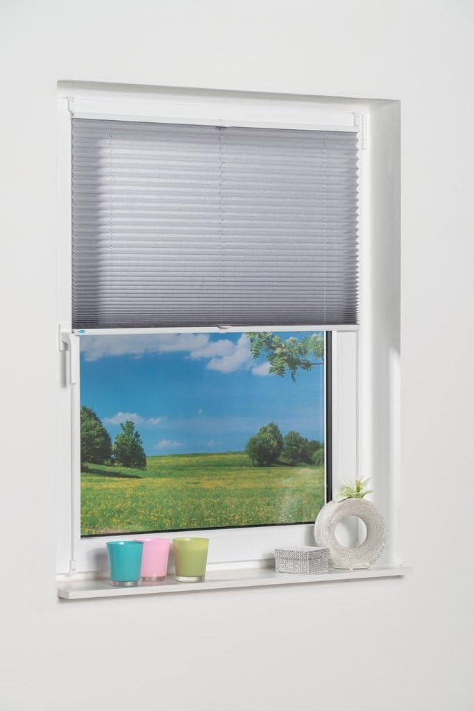 K-home 688899-26 Klemmfix-Plissee 105 x 130 cm (B x L) Grau Lichtschutz +++ Moderne Crushed Optik ++