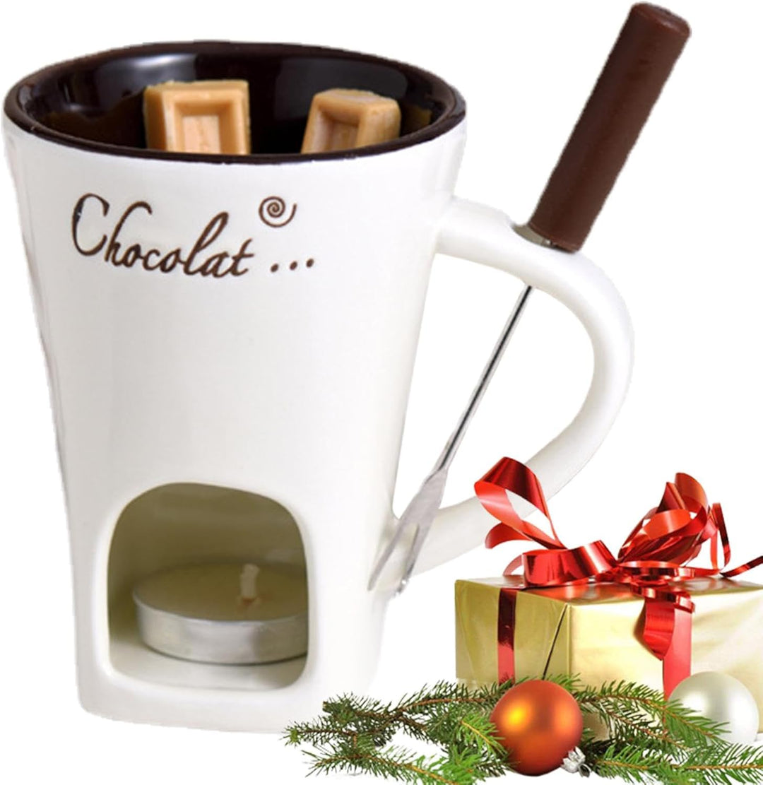 Pzuryhg Schokoladen-Fondue-Tasse, Melt Hot Pot Cup, 130 ml -Fondue-Tasse, Keramik-Schokoladen-Fondue