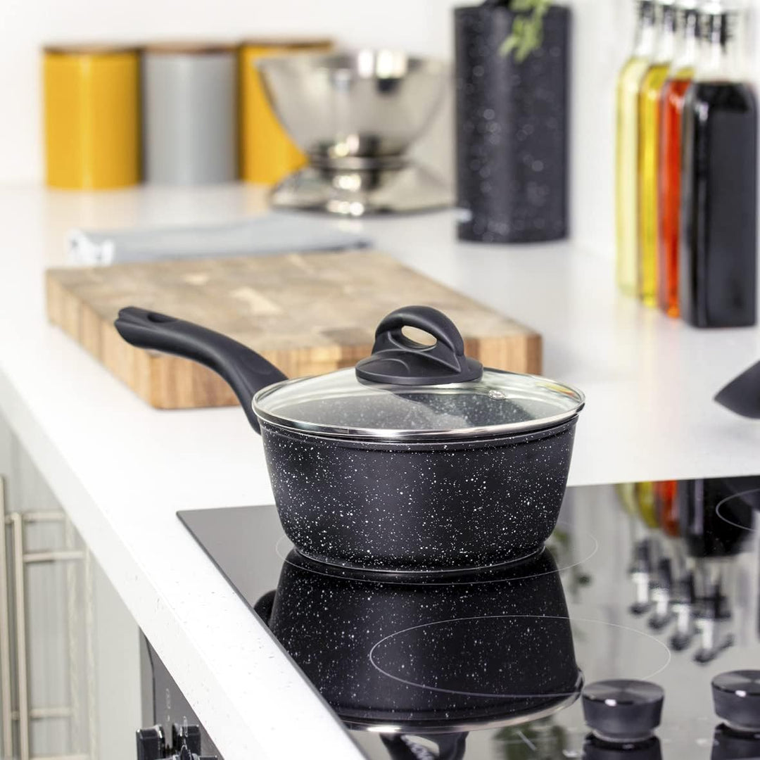 Blackmoor Kochtopf 18 cm – Antihaftbeschichtung, Gehärtetes Glasdeckel, Induktionsgeeignet, Kompatib