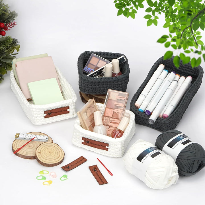 OSTWOLKE Häkelset für Anfänger, Komplettes Häkel Set, Korb Crochet Set mit Häkelnadel & Textilgarn &