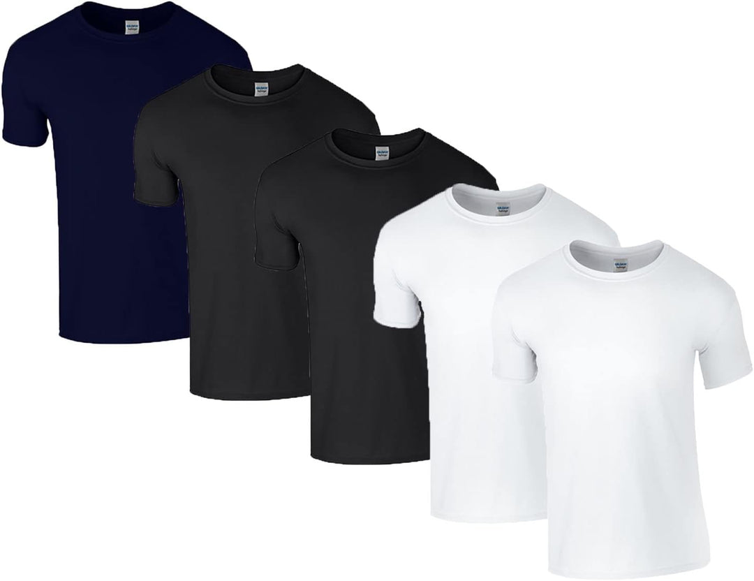 Gildan Herren T-Shirt M 2x Weiss, 2x Schwarz, 1x Navy & 1 Hlkauf Block, M 2x Weiss, 2x Schwarz, 1x N