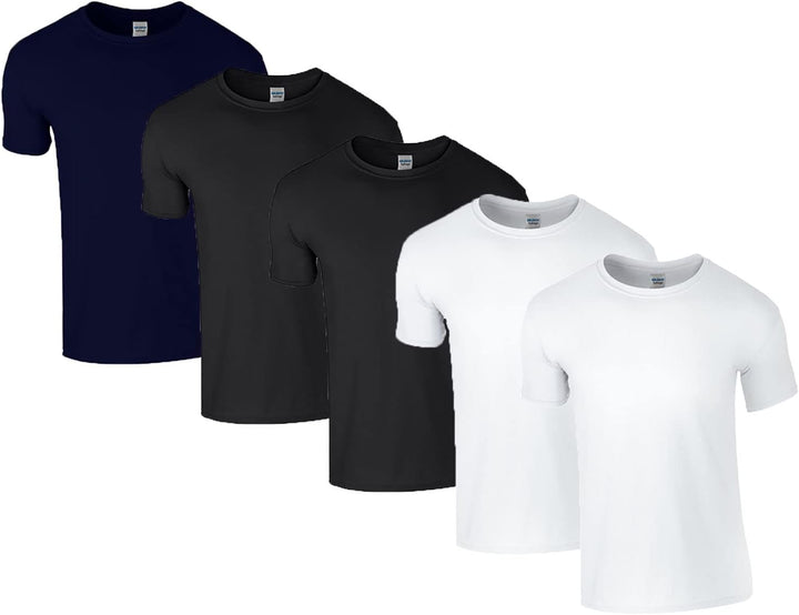 Gildan Herren T-Shirt M 2x Weiss, 2x Schwarz, 1x Navy & 1 Hlkauf Block, M 2x Weiss, 2x Schwarz, 1x N
