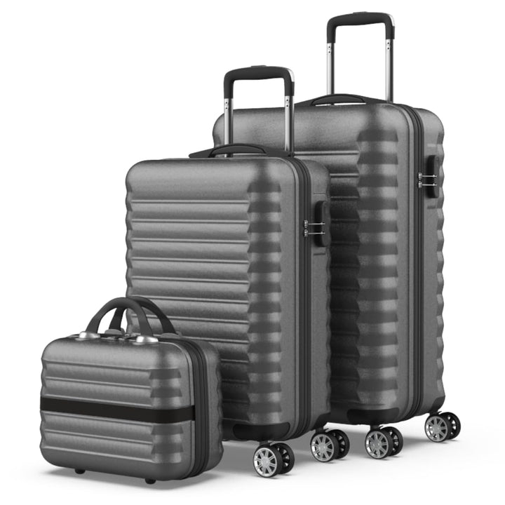 NUMADA - Gepäck-Set und Kulturbeutel 3 Stück Mod. Newteck Grau, mittel 63cm, klein 53cm und Kulturbe