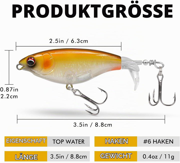 TRUSCEND Top Water Angelköder, Whopper Angelköder für Süsswasser oder Salzwasser, schwimmende Köder