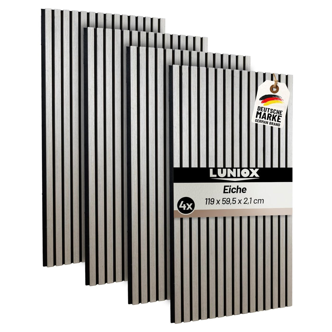 2X Akustikpaneele Eiche 119x59,5x2,1cm, Wandpaneele, Schallabsorber, Wandverkleidung, Schallschutz E