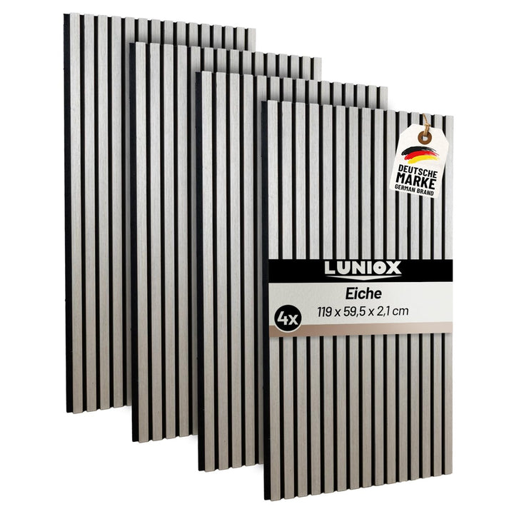 2X Akustikpaneele Eiche 119x59,5x2,1cm, Wandpaneele, Schallabsorber, Wandverkleidung, Schallschutz E
