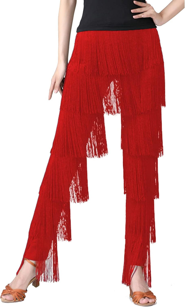 SEAUR Damen Fransenhose Latein Tanzhose Quaste Fransen Hose Tanz Ballsaal Tango Salsa Rumba Cha Cha