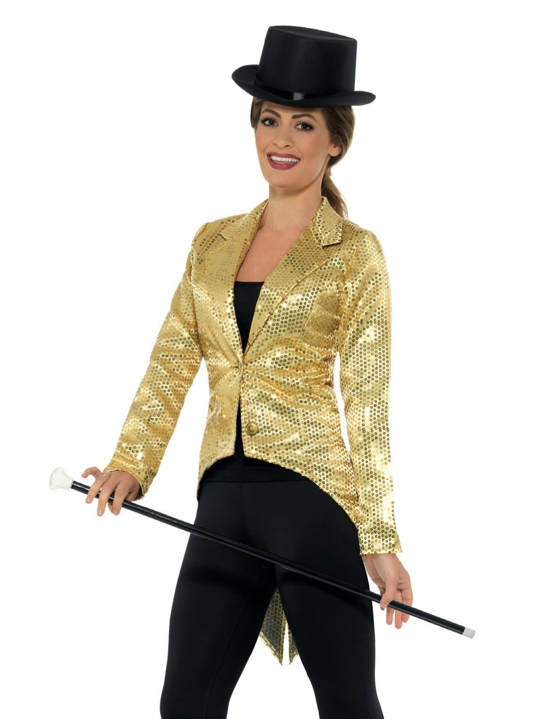 Smiffy's Damen Pailletten Frack Jacke S Gold, S Gold