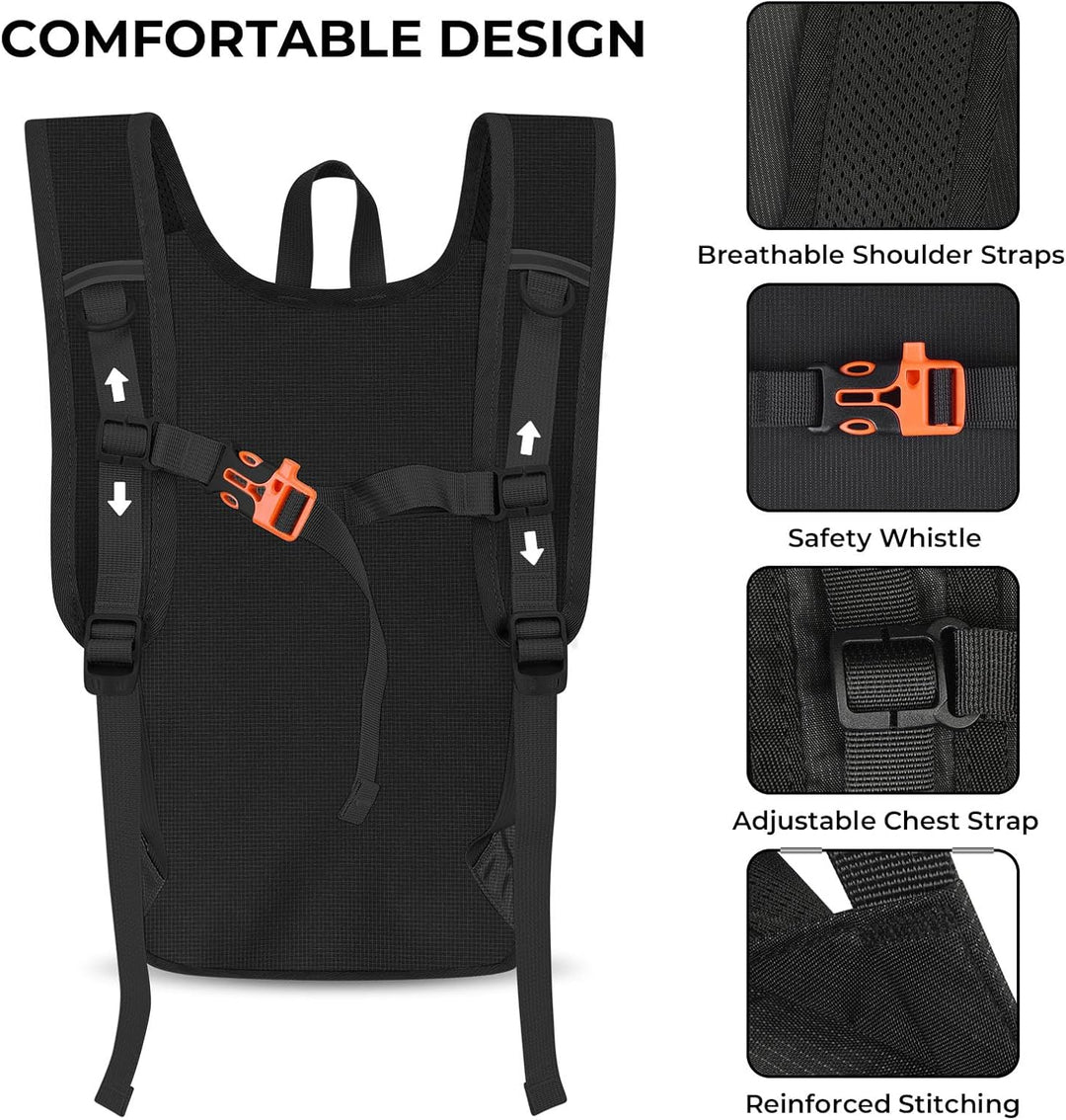 Faltbarer Wanderrucksack, Kleiner Tagesrucksack Ultraleicht für Herren & Damen, Foldable Backpack, I