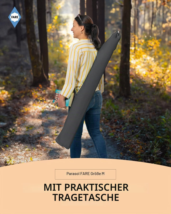 FARE Sonnenschirm Gr. M mit Volant - 180 cm Durchmesser - UV-Schutz 50+ für Balkon Garten Terrasse S
