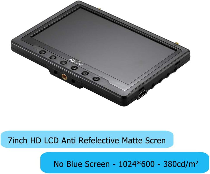 Flysight FPV Monitor Black Pearl RC801 with DVR 5.8G 40CH Wireless 7" LCD Screen Diversity Receiver