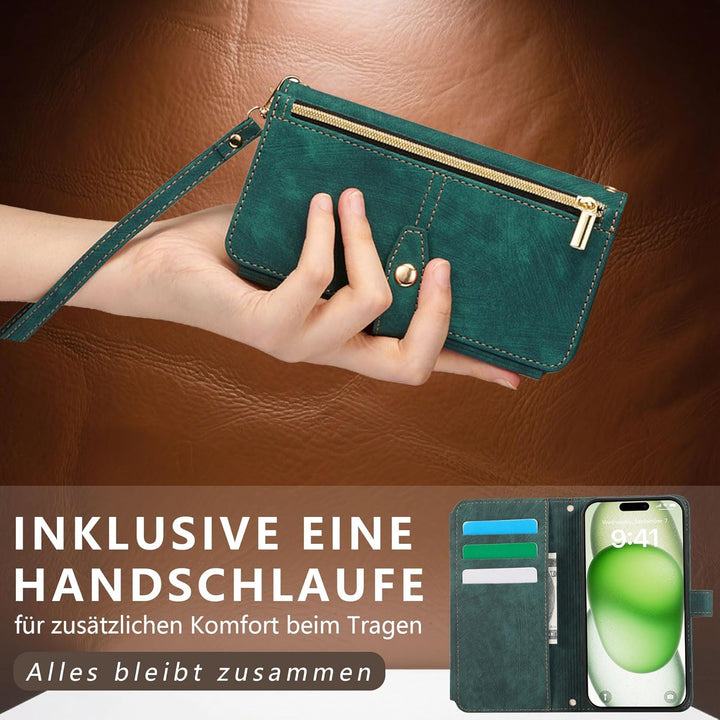ZCDAYE Hülle für iPhone 17 Pro Max mit Band Handykette, Leder Handyhülle Handytasche mit Kordel Kart