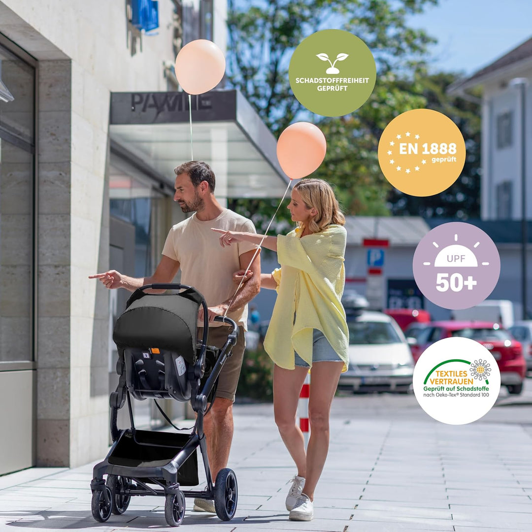 Bergsteiger Kinderwagen Lugo 3in1 | Kombikinderwagen Komplettset inkl. Zubehör - Babyschale, Buggy-A