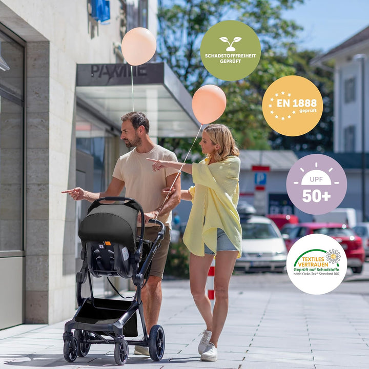 Bergsteiger Kinderwagen Lugo 3in1 | Kombikinderwagen Komplettset inkl. Zubehör - Babyschale, Buggy-A