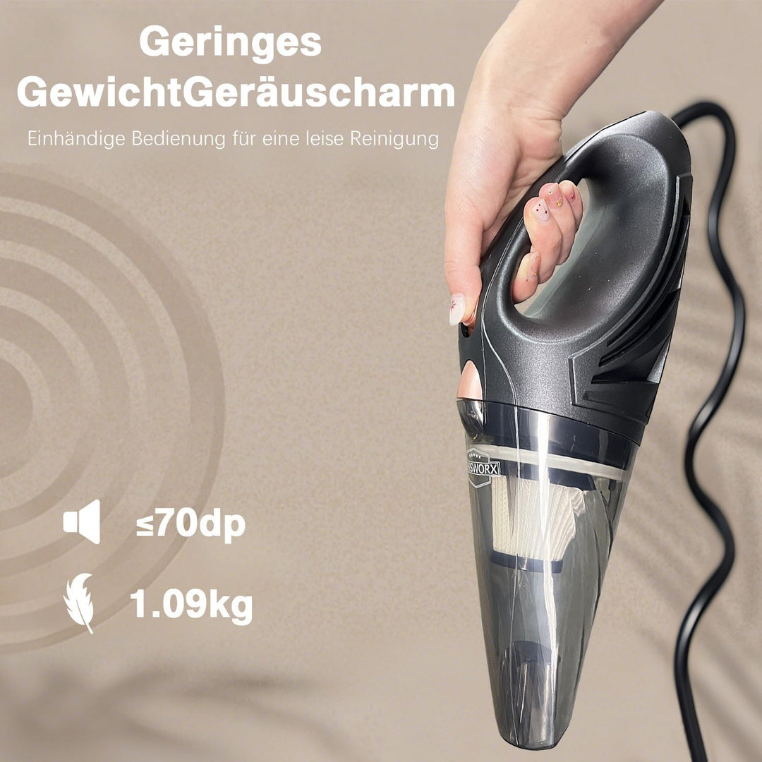 Handstaubsauger für Auto mit HEPA & waschbarem Filter, 4,9m Kabel, 106W – Tragbarer 12V Staubsauger
