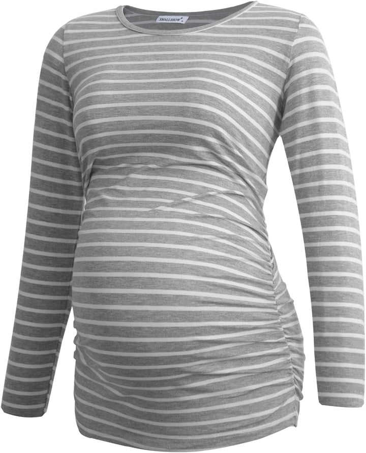 Smallshow Women's Umstandsmode Lange ärmel Umstandsshirt Maternity Tops 3er Pack S Schwarz/Hellgrau/