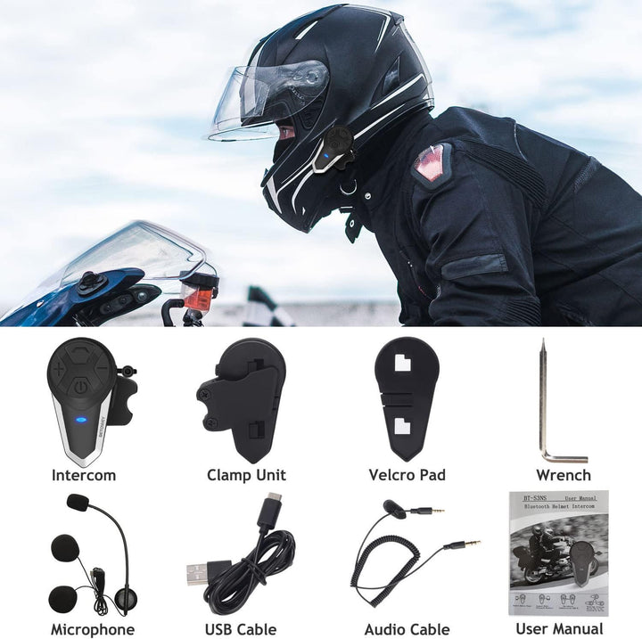 BETOWEY BT-S3 Fortgeschrittenes Motorrad Bluetooth V5.0 Intercom-System - Freisprechanlage, Hochklar