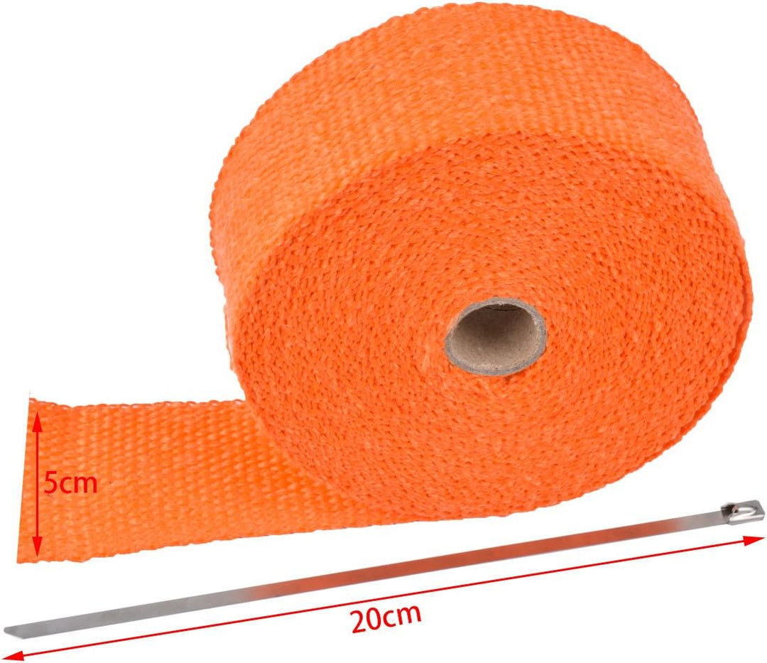 KaTur 2 "x50Ft Auspuff Heat Wrap Tap Header Glasfaser Wrap Kit mit 8 Stück 11,8 Zoll Edelstahl Versc