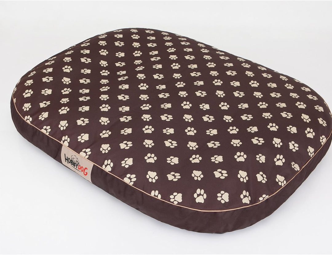 Hobbydog M MOWBWL6 Dog Mattress Oval M 70X50 cm Brown with Paws, M, Brown, 1.6 kg