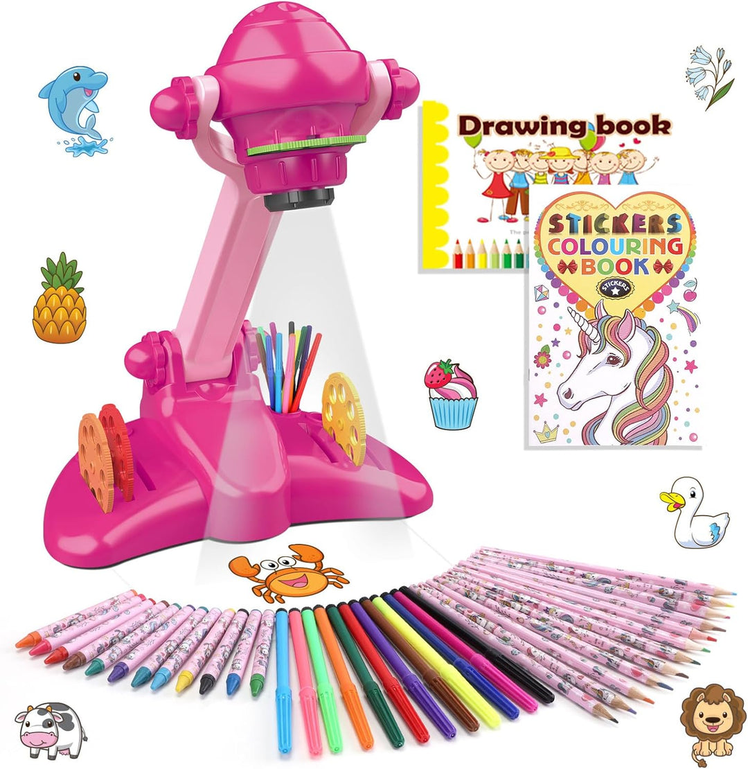 Rose Mädchen Geschenke Zeichenprojektor für Kinder mit 72 Motiven Mädchen Spielzeug Kinder Projektor