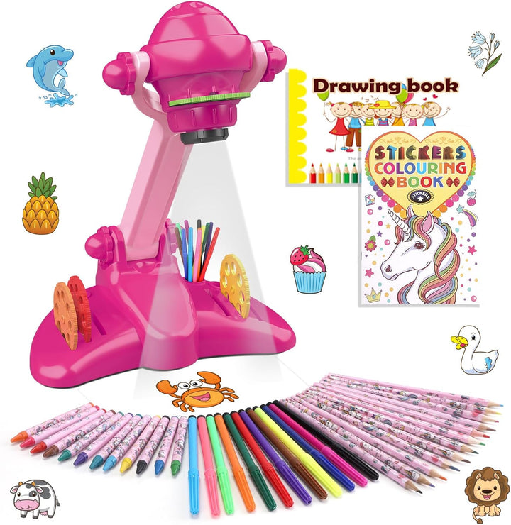 Rose Mädchen Geschenke Zeichenprojektor für Kinder mit 72 Motiven Mädchen Spielzeug Kinder Projektor