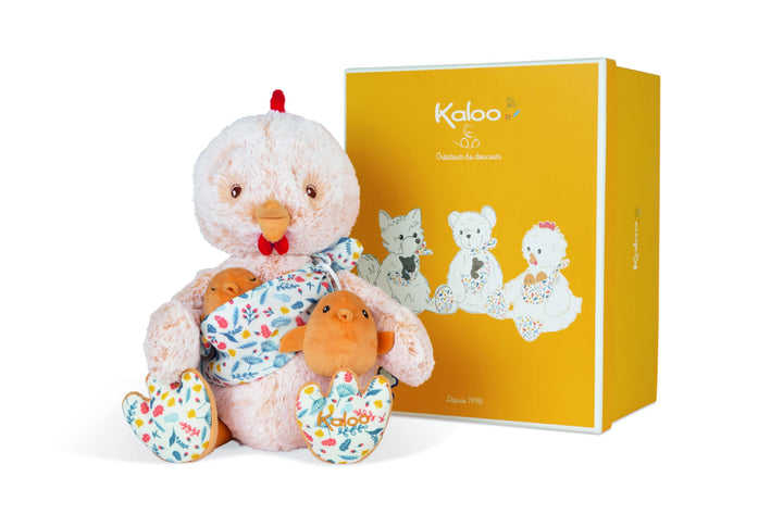 KALOO - Linoo - Plüschtier Papa Hahn Paul und Sein Baby, 35 cm - ab der Geburt K971001 Papa Henne Pa