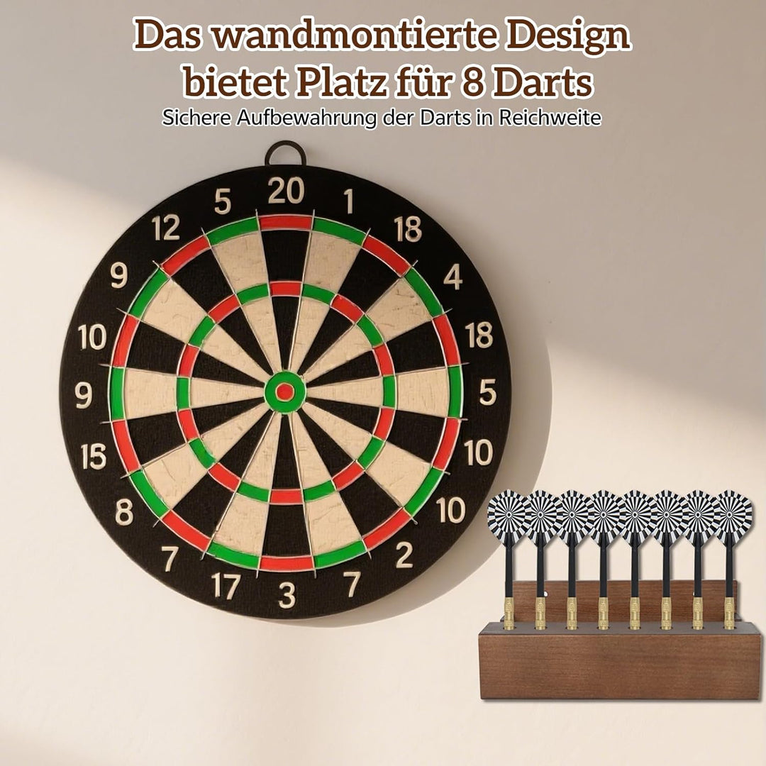 2 in 1 Dart Halter und Wanddarthalter aus Holz, Dartpfeile Halterung für Wandmontage - 8 Aufnahmen f