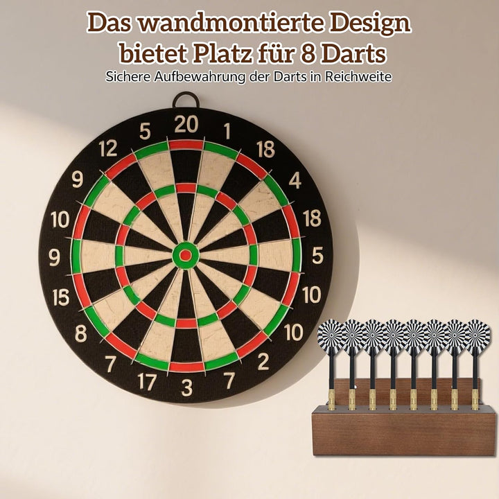 2 in 1 Dart Halter und Wanddarthalter aus Holz, Dartpfeile Halterung für Wandmontage - 8 Aufnahmen f