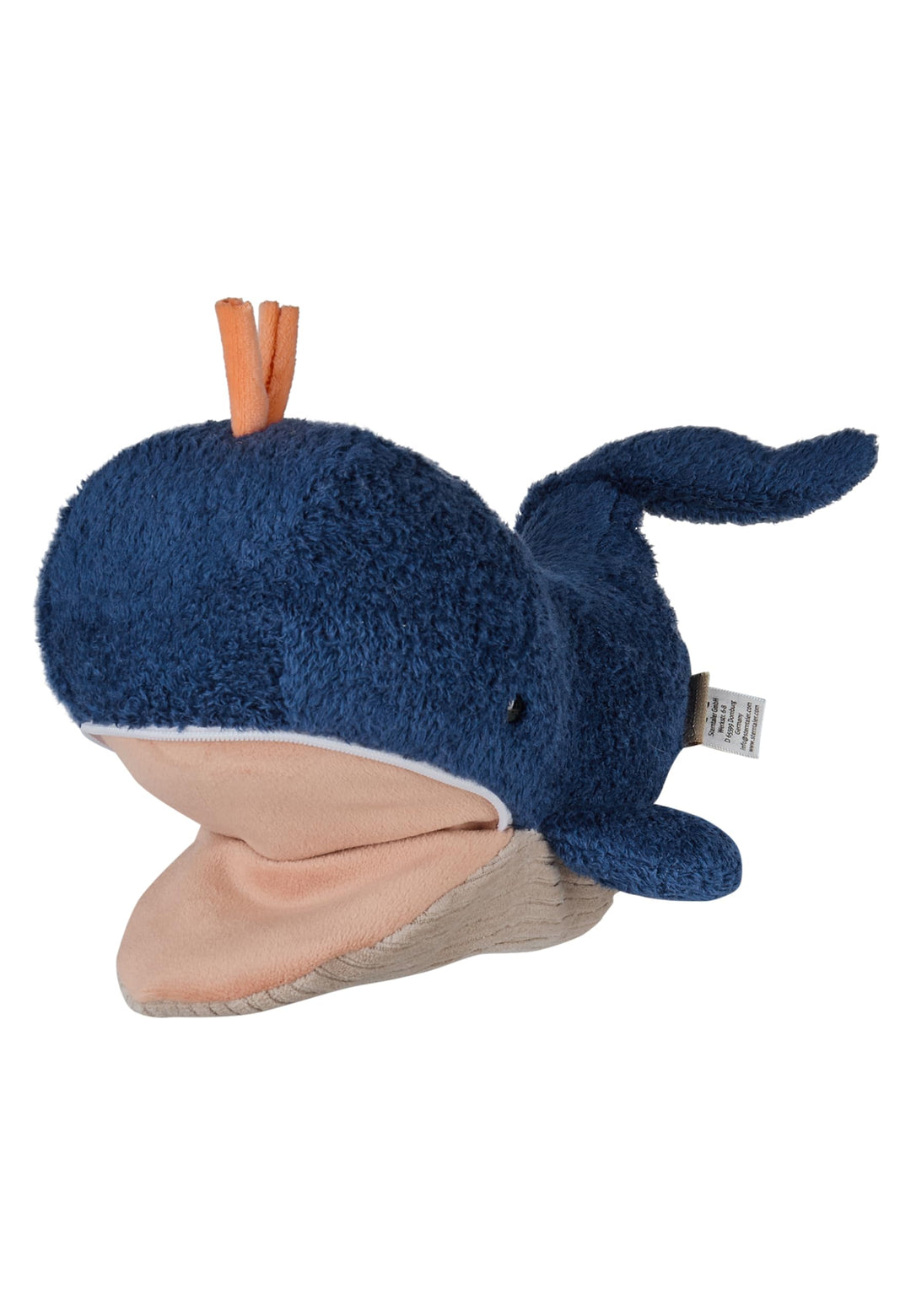 Sterntaler Handpuppe Wal aus weichem Flausch, Kinder- und Babyspielzeug, wattiert mit Polyesterwatte
