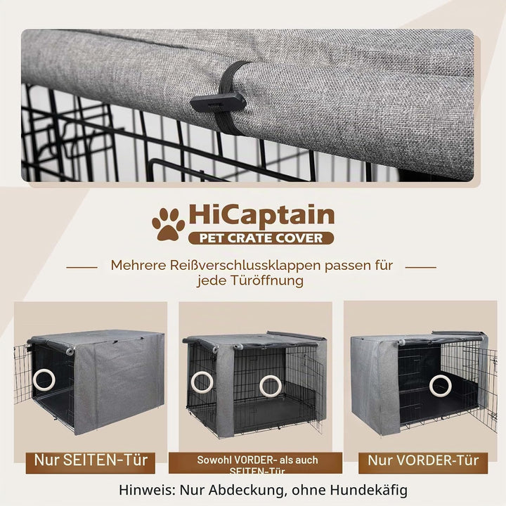 HiCaptain Hundekäfig-Abdeckung aus Metall, zusammenklappbar, für 91,4 cm Drahtkäfig, zweifarbig Grau