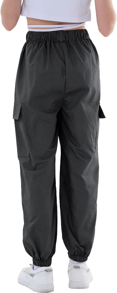Rolanko Kinder Cargo Hose Elastische Taille Jogger Tanz Hose für Mädchen Streetwear Hip Hop, Eisen G