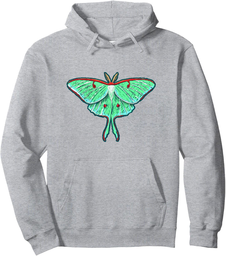 Beautiful Original Luna Moth Art Minimalist Insect Graphic Pullover Hoodie