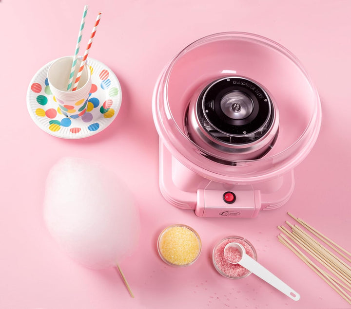 Bestron Zuckerwattenmaschine, Retro Cotton Candy Maker für Zuhause, Zuckerwattegerät mit 10 Stäbchen