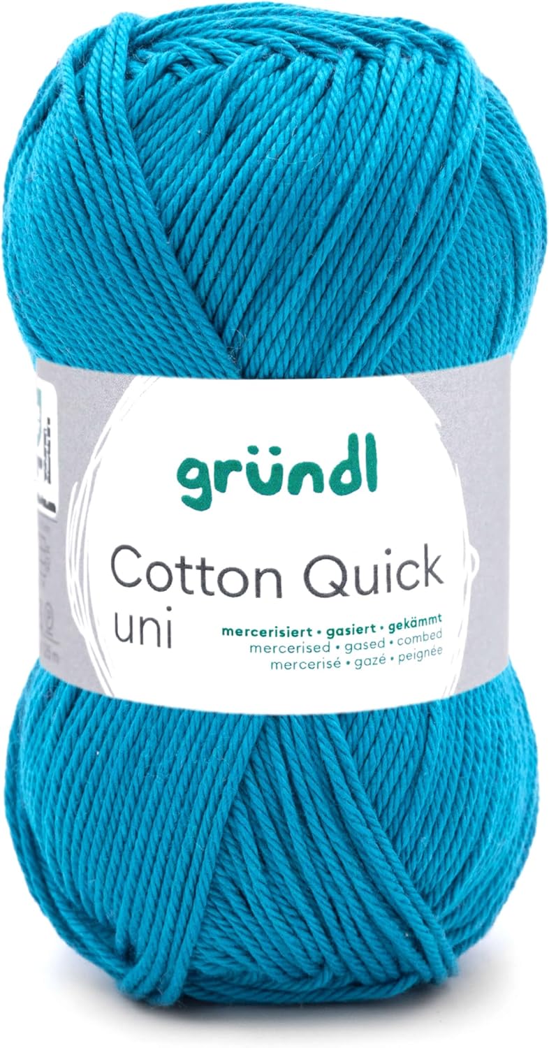 Gründl Wolle Cotton Quick uni - dünne Wolle zum Häkeln - Häkelgarn für ein Einkaufsnetz mit Anleitun