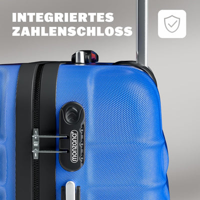 Monzana® Koffer Baseline Handgepäck ABS Hard Case Gehäuse gummierte Rollen Teleskopgriff Zahlenschlo