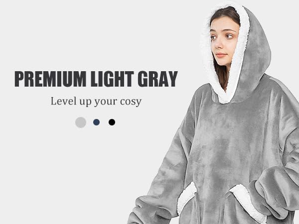 Emwwat Extra Lange Hoodie Decke, Übergrosse Sherpa Hoodie Decke für Damen und Herren, tragbare Decke