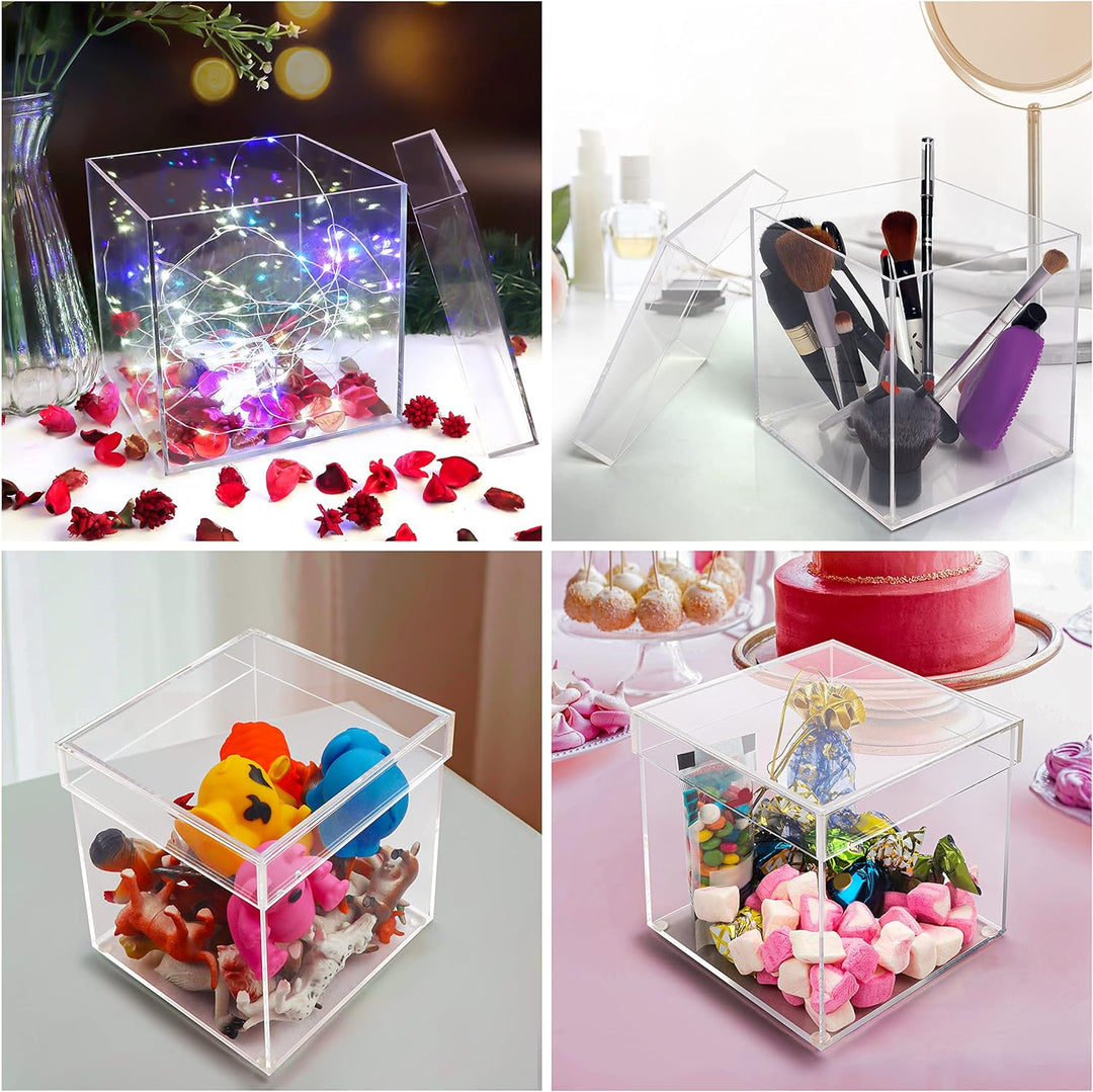 BELLE VOUS 5-Seitige Acrylbox mit Deckel - 20 x 20 x 20,5 cm - Kleine Transparente Box für Zuhause,