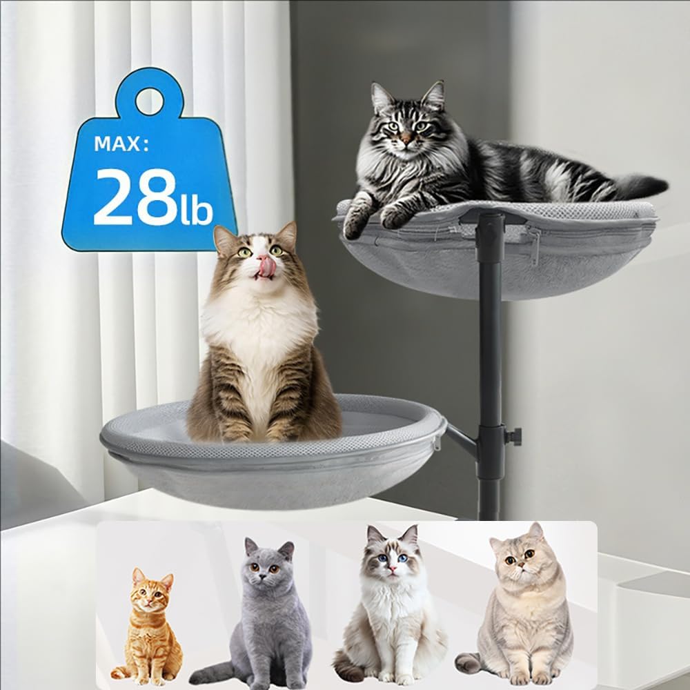 Katzenbett Schreibtisch,Kann 360°Drehen,Höhenverstellbar,Mit 4 Abnehmbaren Und Waschbaren Bettbezüge