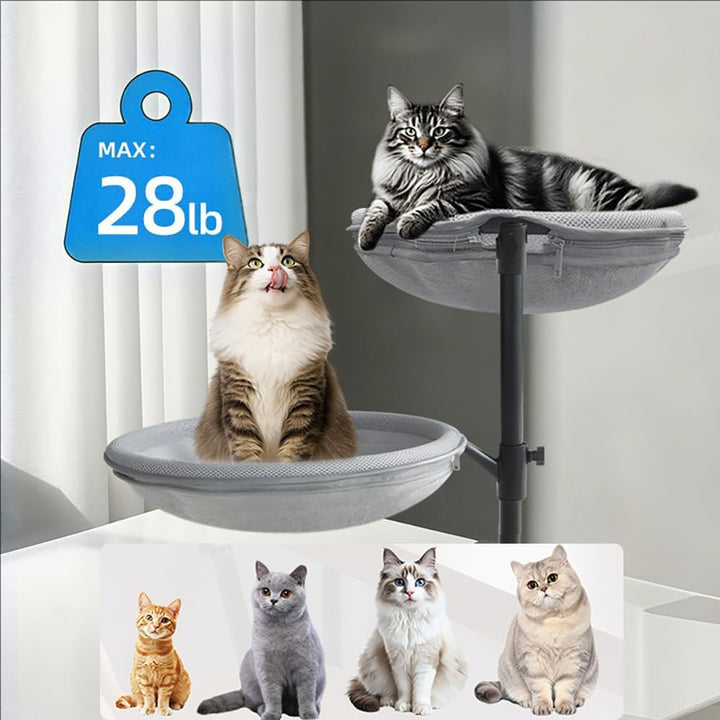 Katzenbett Schreibtisch,Kann 360°Drehen,Höhenverstellbar,Mit 4 Abnehmbaren Und Waschbaren Bettbezüge