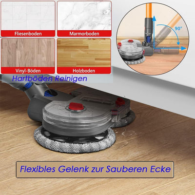 Fictezlove Elektrischer Wischaufsatz für Dyson V12 Detect Slim / V10 Slim Staubsauger, Wischmopp Auf