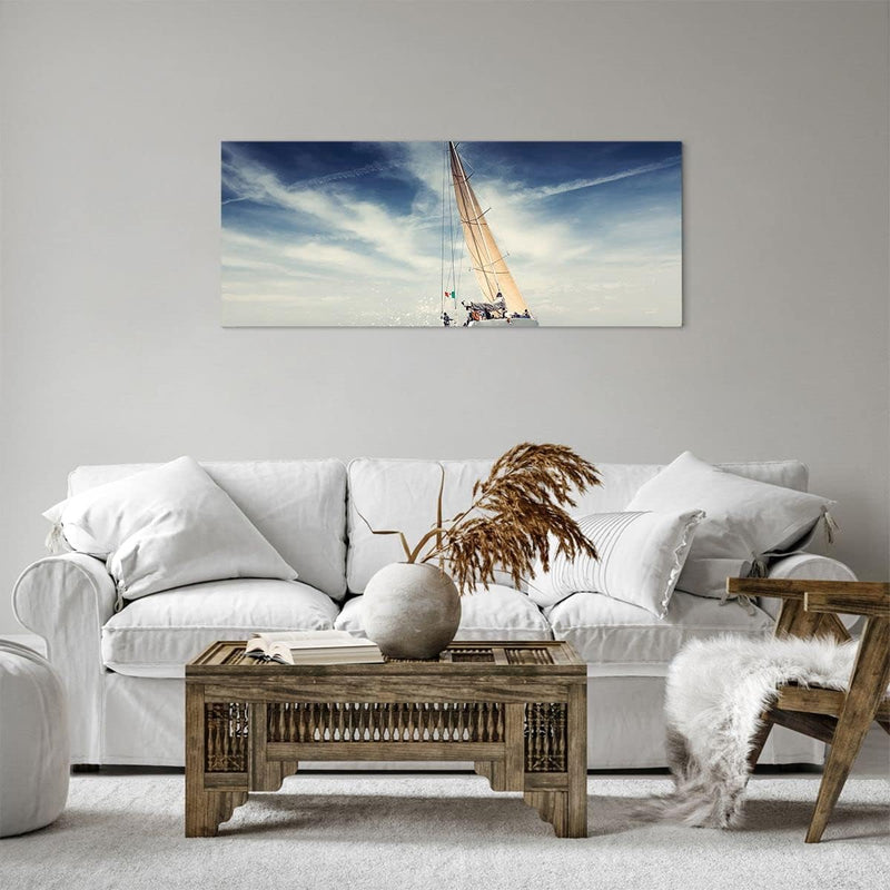 Panorama Bilder auf Leinwand 100x40cm Leinwandbild Segeln Yacht Reise Gross Wanddeko Bild Schlafzimm